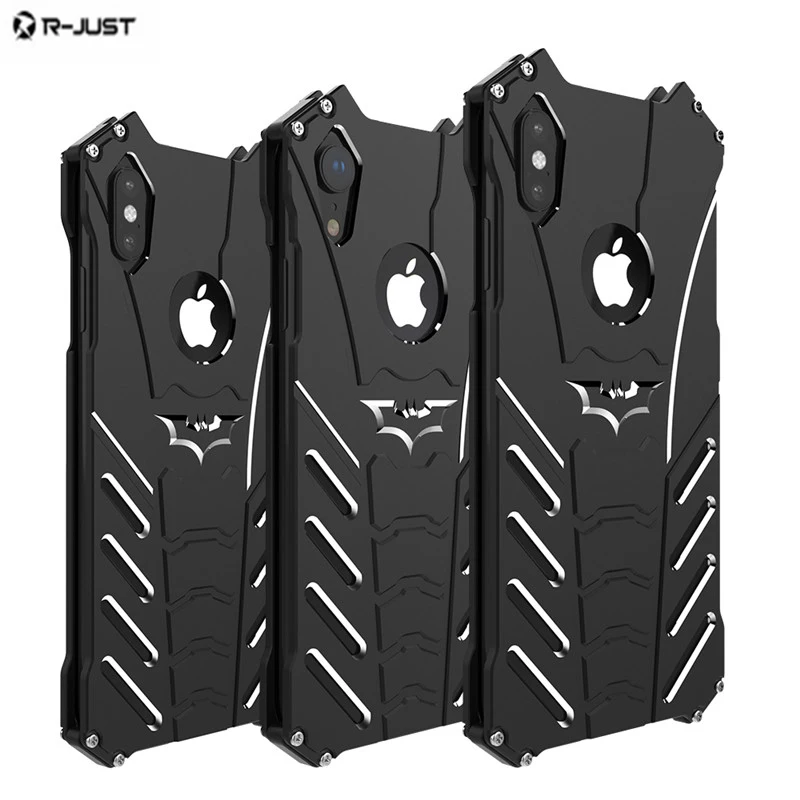 

R-JUST For iPhone XS Xs Max Case Luxury Carve Edge Heavy Duty Armor Cover For iPhone XR iPhone Xs Max Metal Aluminum Phone Shell