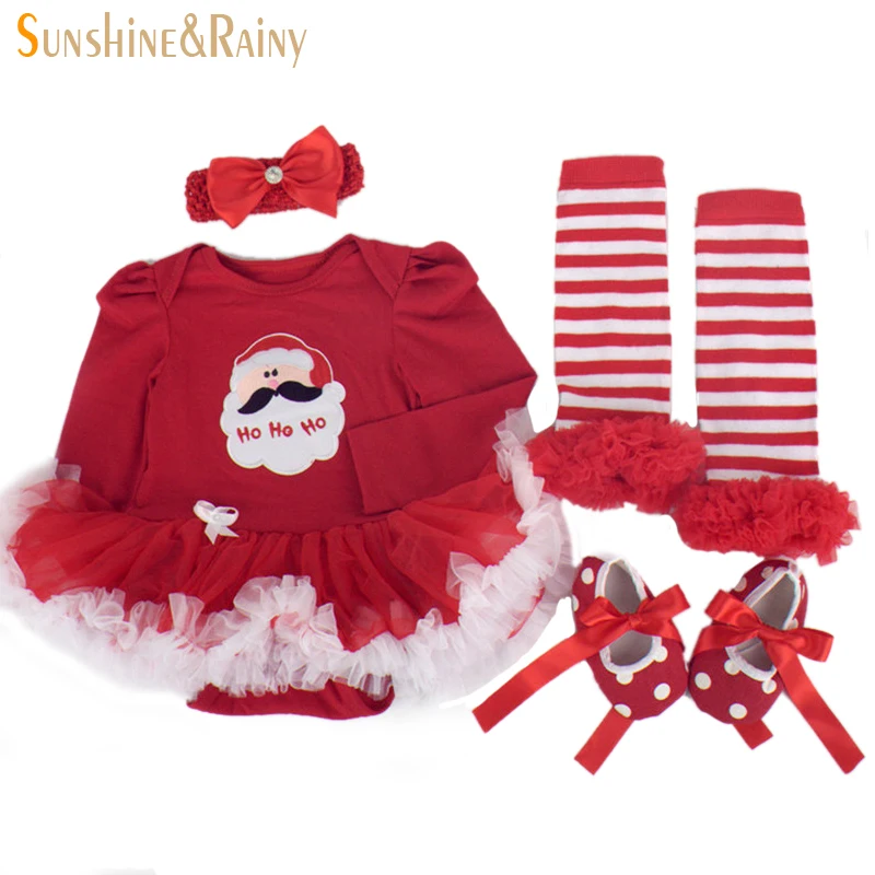 Clearance Newborn Christmas Costumes Baby Girl Clothing Sets Long Sleeve Tutu Dress Rompers
