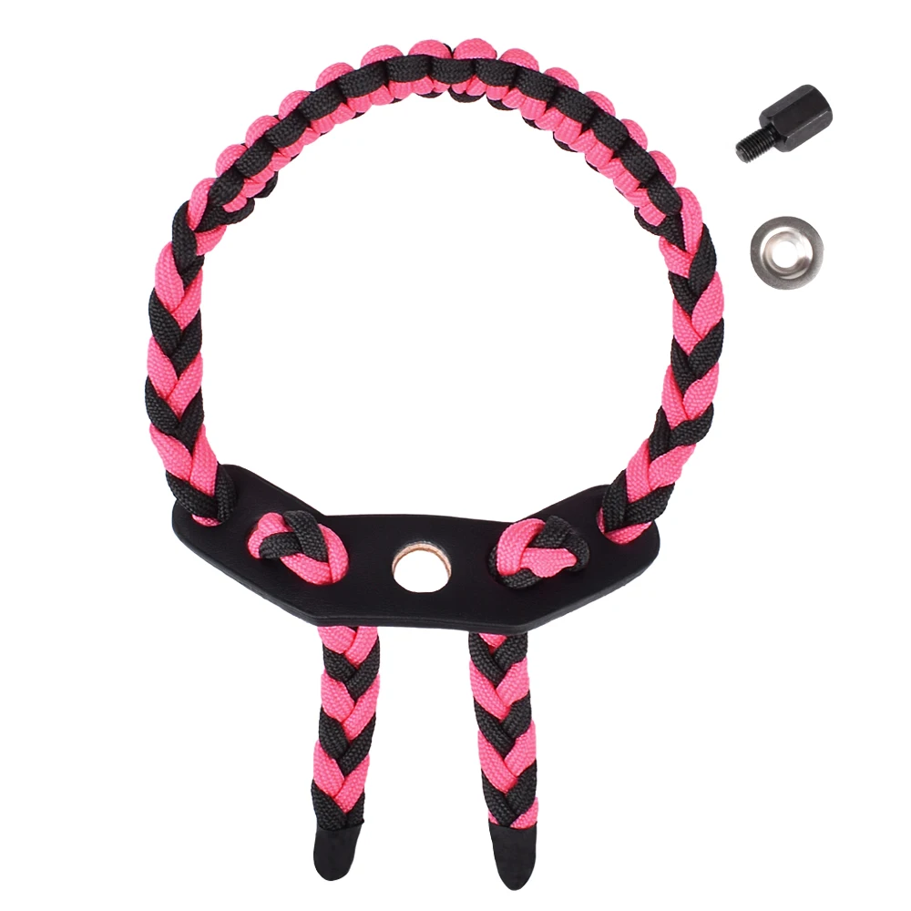 1Pc Black Pink Archery Bow Wrist Sling for Compound Bow Adjustable Weave Braided Cord Rope Hunting Free Shipping