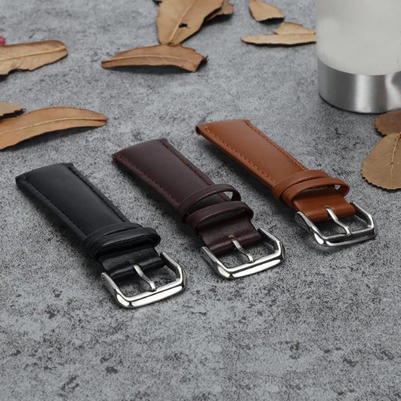 Black Genuine Leather Men's Leather Strap Watchband Strap Watch 12mm 14MM 16MM 18mm 20mm 22MM Watchband Saat 