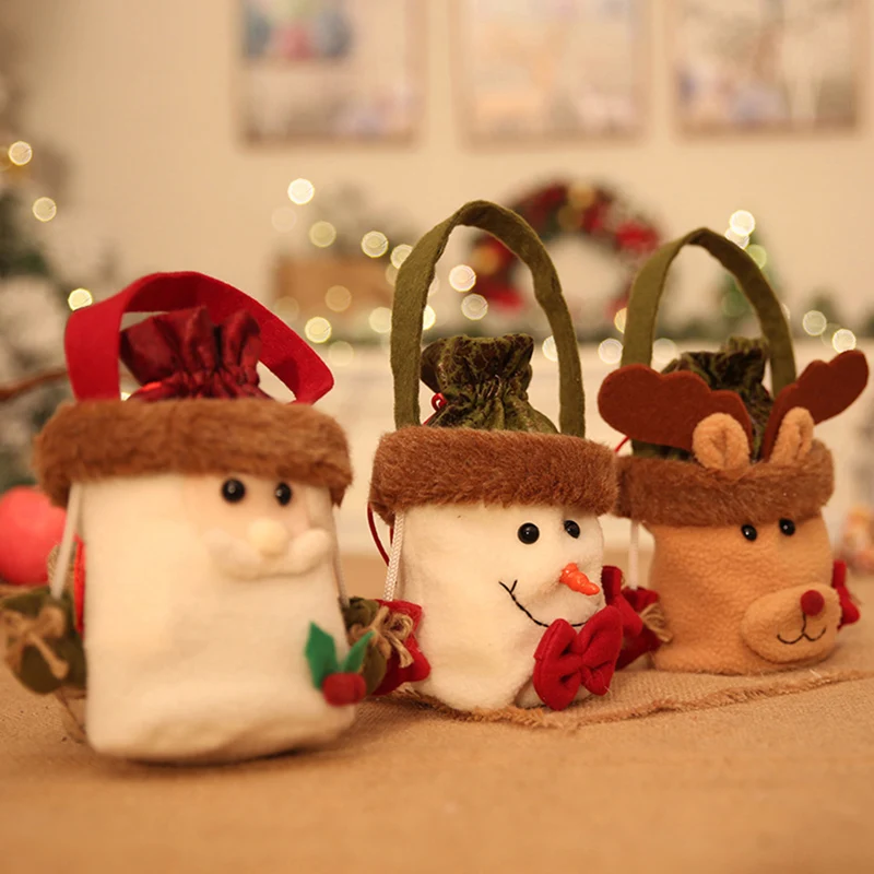 3 Types Chrismas Santa Claus Kids Candy Gift Bags Handbag Pouch Wedding Sack Present Bag Christmas Decoration Cute | Дом и сад