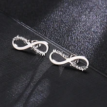 Нержавеющая сталь, романтичное обычай Бесконечность имя серьги персонализированные Два таблички обещают очаровательные гвоздики женские украшения, серьги