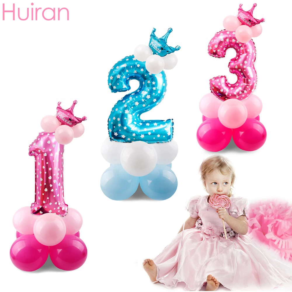 

Happy Birthday Balloons Number Ballon 0-9 Crown Balloon 1st Birthday Baloon Birthday Party Decorations Kids Babyshower Girl