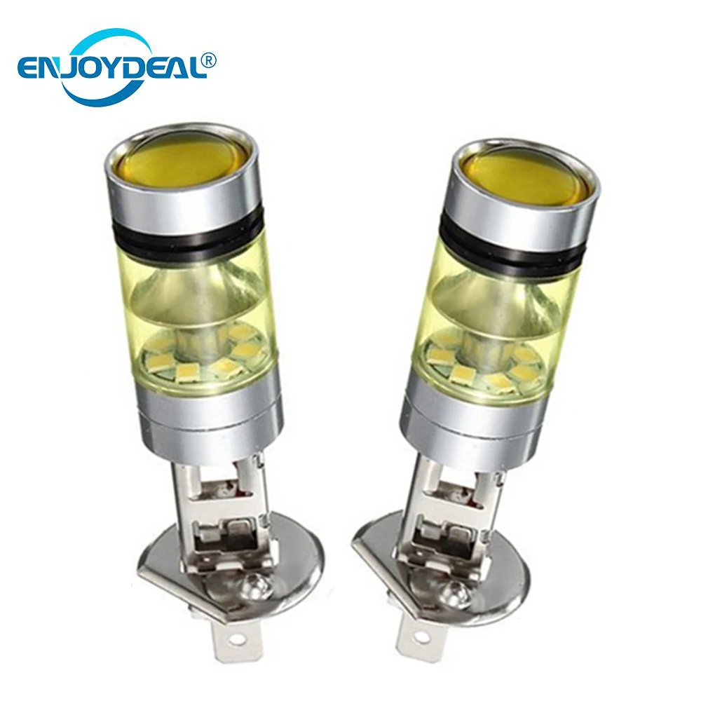 

2pc Super Bright H1 2828SMD 100W 20LED Car DRL Fog Light Headlight Lamp BulbYellow Gold Car indicator light For All Model Car