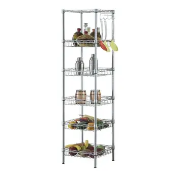 

Simple 6-layer Carbon Steel PP Storage Rack Stand Home Storage Organizer E5M1