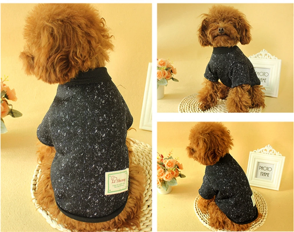 

Dog Sweaters Pet Clothes Autumn&Winter Warm Knintting Cotton Plus Velvet Knitted Sweater Solid Colors Teddy Coat 1pc