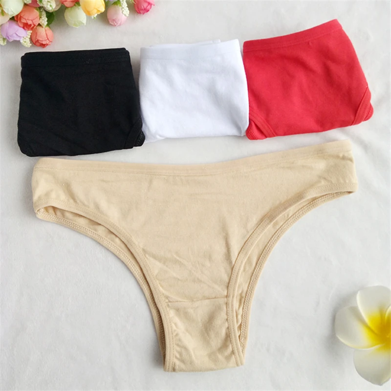 New Cotton Panties Female Underpants Sexy Women Briefs Underwear Lingerie Thongs Red Black Skin White