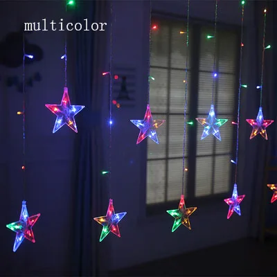 2,5 м светодиодный светильник-гирлянда со звездами и занавесками, s 220 В, Рождественская гирлянда, сказочный светильник, украшение для дома/улицы, для свадебной вечеринки - Испускаемый цвет: Multicolor 1