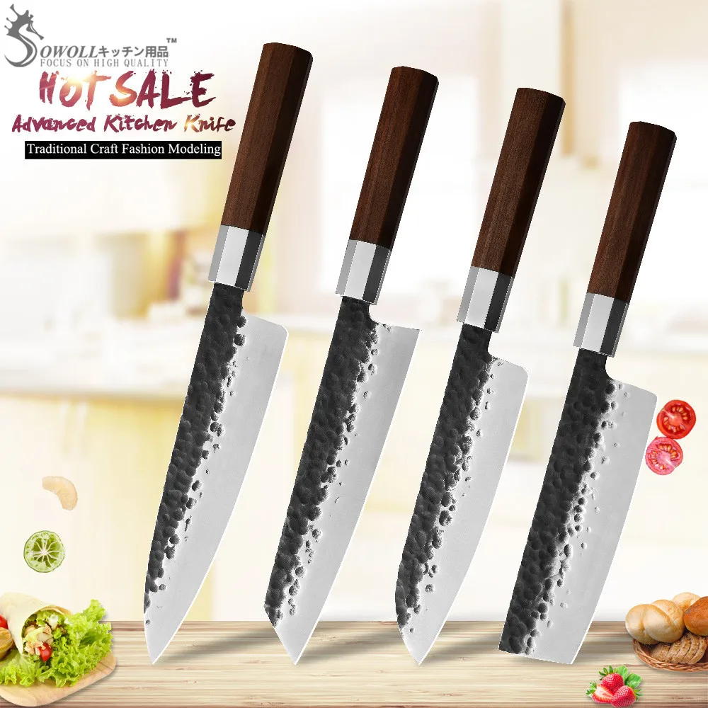 

SOWOLL Forged Kitcen Knife High Hardness Stainless Steel Chef Knives Kirisuke Santoku Nakiri Knife Japanese Kitchen Cutlery