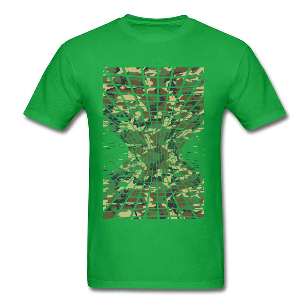 Faddish Tiled Warped Camo Birthday T-shirts Crew Neck 100% Cotton Men Tees Short Sleeve Fall Birthday Tee-Shirt Tiled Warped Camo green