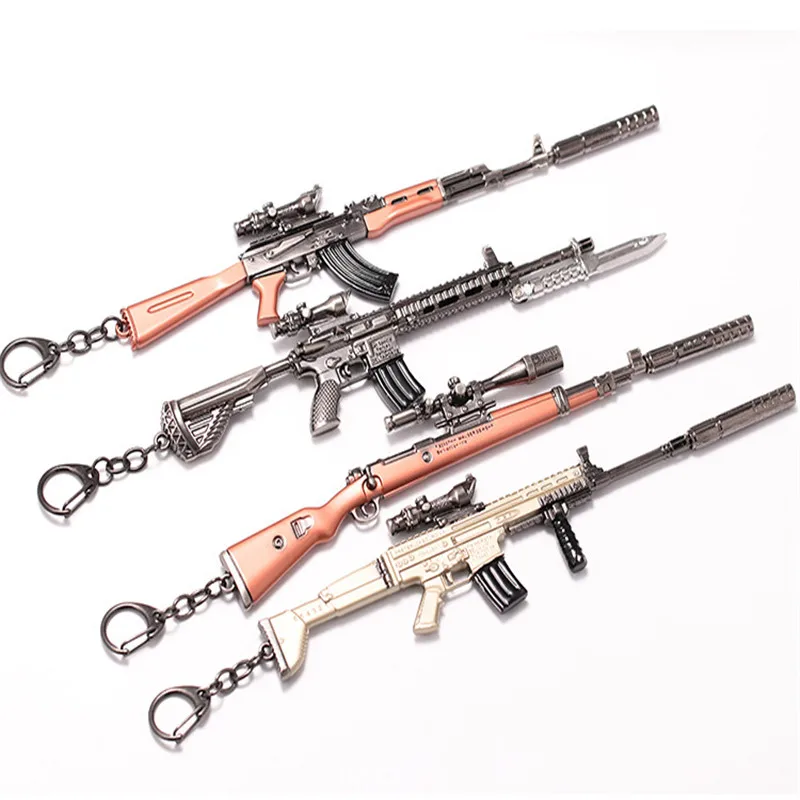 

17cm PUBG Weapon Removable Key Chains Rifle AKM Model AK 47 Toys Gun Keychains Key Ring Keyring Pendant High Quality Gifts