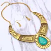 Tibetan Gold Jewelry Set Choker Necklace Collar Earrings Set Natural Blue Stone Beads African Jewelry Sets For Women ► Photo 2/6