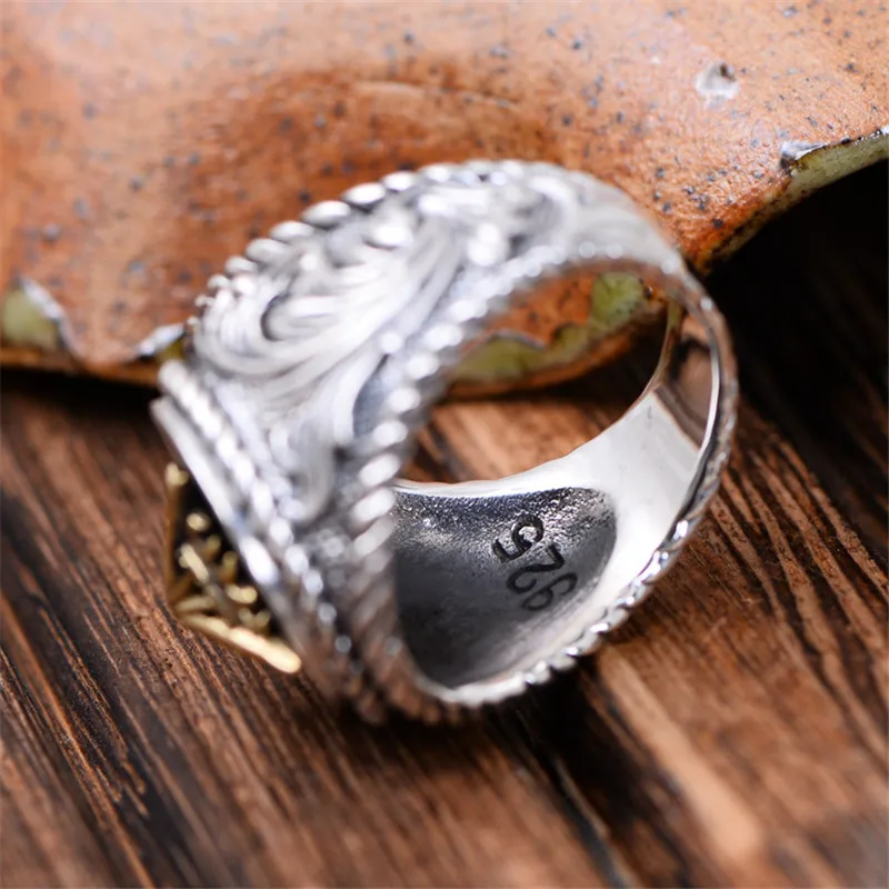 V. YA, S925 Стерлинговое Серебро, мужские кольца с подсолнухом, золотые ...