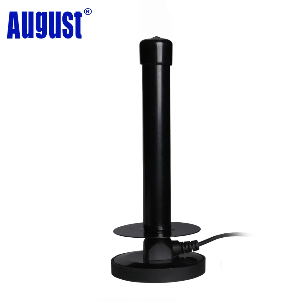 August DTA250 ТВ-антенна высокого усиления 5dBi, портативная цифровая антенна для USB ТВ тюнера/DAB-радио комнатная антенна с магнитным основанием