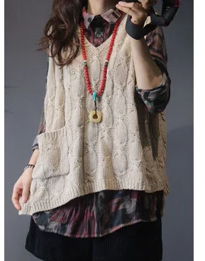 Продукт выпуска весной, дизайн, брендовый качественный шерстяной свободный женский свитер, большой ярдов жилет - Цвет: Хаки
