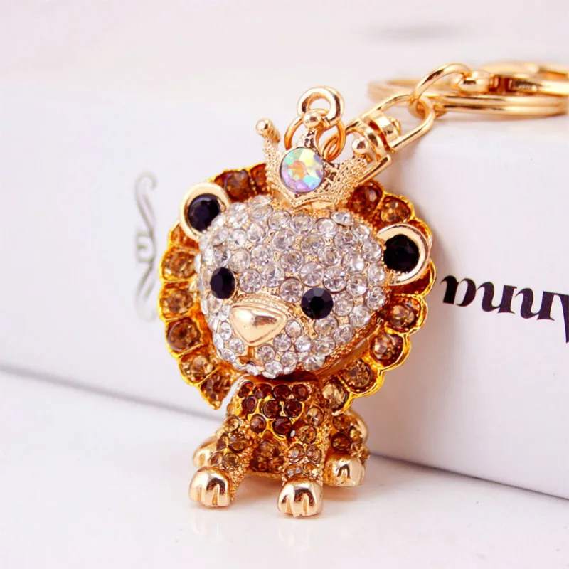 

2019 Rhinestone Fantastic Beasts Lion Keychains Alloy Key Chain Ring Holder Charm Trinket Women Handbag bag Pendant Jewelry Gift