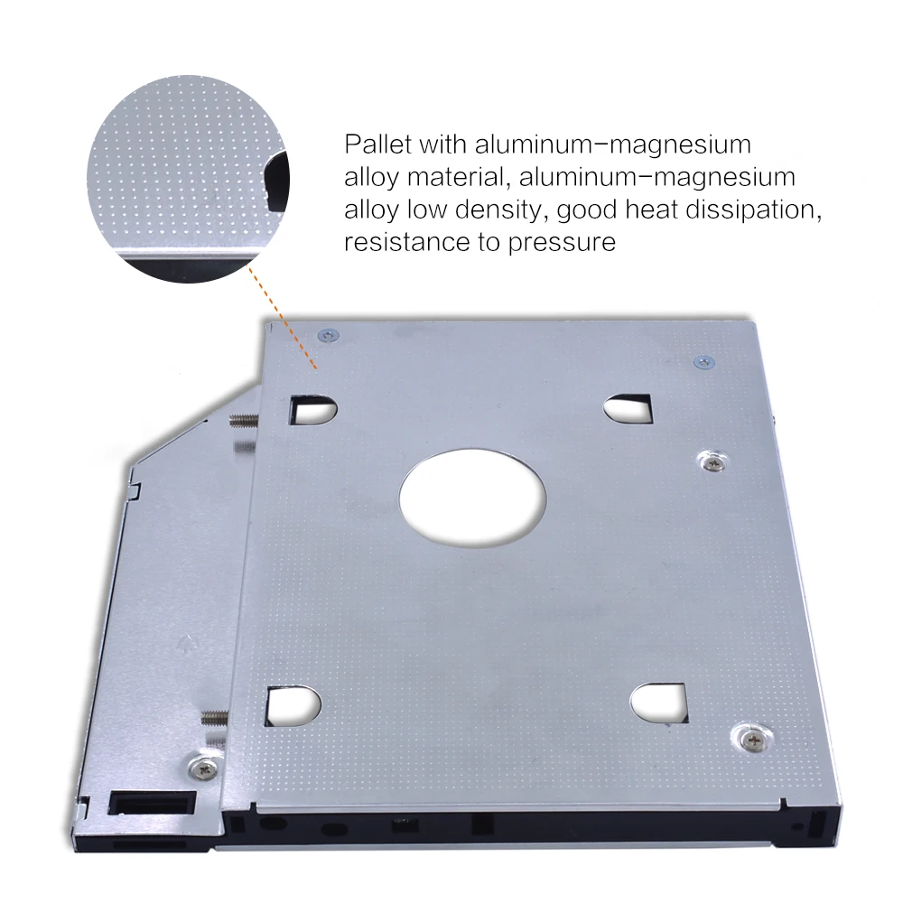 TISHRIC Универсальный алюминиевый для 2,5 ''2nd HDD Caddy 12,7 мм толщина SATA 3,0 чехол для SSD, HDD корпус DVD-ROM Optibay