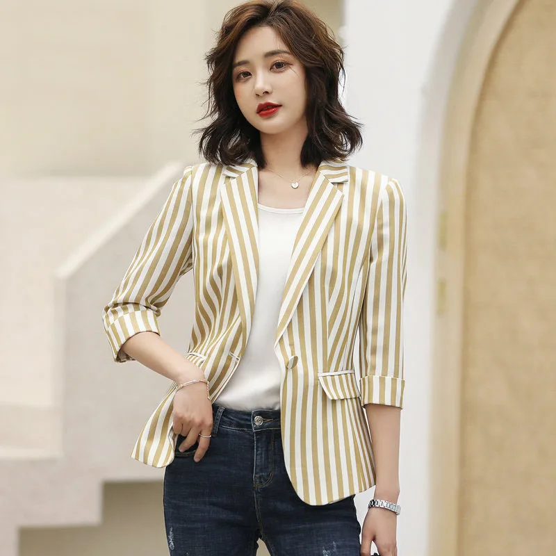 Spring Autumn Blazer Women 2019 New Casual stripe Womn