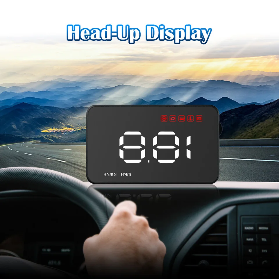 OBD2 II Digital Car HUD Head Up Display Overspeed Warning Alarm Speedometer