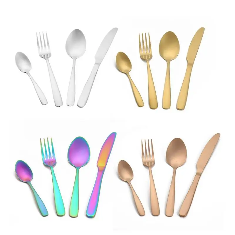 Dinnerware Set Travel Camping Cutlery Set Reusable 4Pcs Portable Stainless Steel Spoon Fork Knife Tableware Set Dinnerware Set Travel Camping Cutlery Set Reusable 4Pcs Portable Stainless Steel Spoon Fork Knife Tableware Set