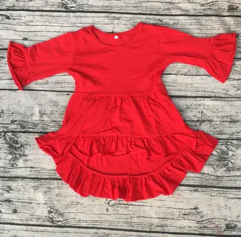 

2017 baby girl smocked children clothing Baby cotton frocks designs wholesale long sleeve high low top