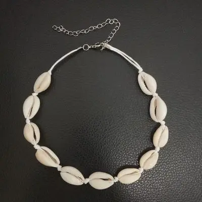 В богемном стиле ожерелья из раковины моллюска для женщин ручной работы ожерелье черный ремень ожерелье белое натуральное ожерелье с раковинами пляжные украшения подарки - Окраска металла: DXL0029-10
