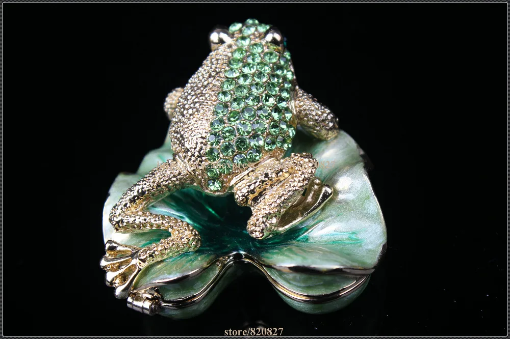 

Gifts Handmade Frog Trinket Box Frog Ring Box Crystal Rhinestone Frog Pill Box Jewelry Box Frog Collectible Trinket Jewelry Box