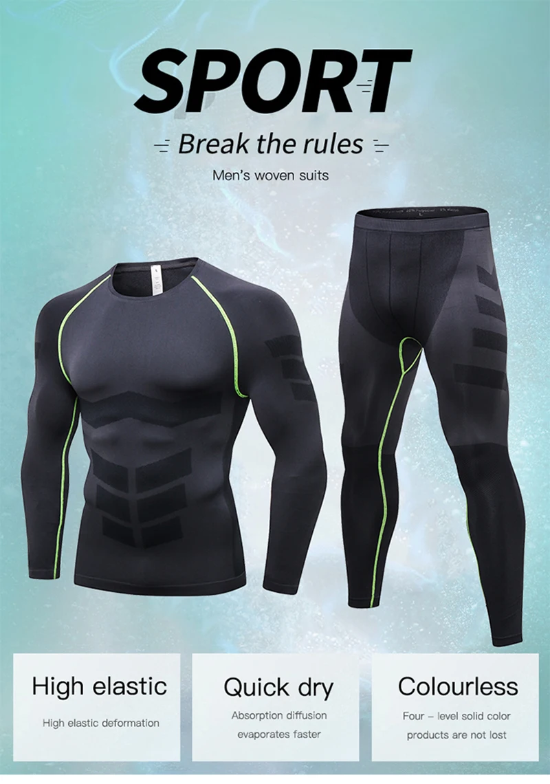 2019 New 2 pieces Running Set Fitness Compression Gym Clothing Men Qucik Dry Sport Training Running Suit Elastic Mens Sportswear 2019 New 2 pieces Running Set Fitness Compression Gym Clothing Men Qucik Dry Sport Training Running Suit Elastic Mens Sportswear