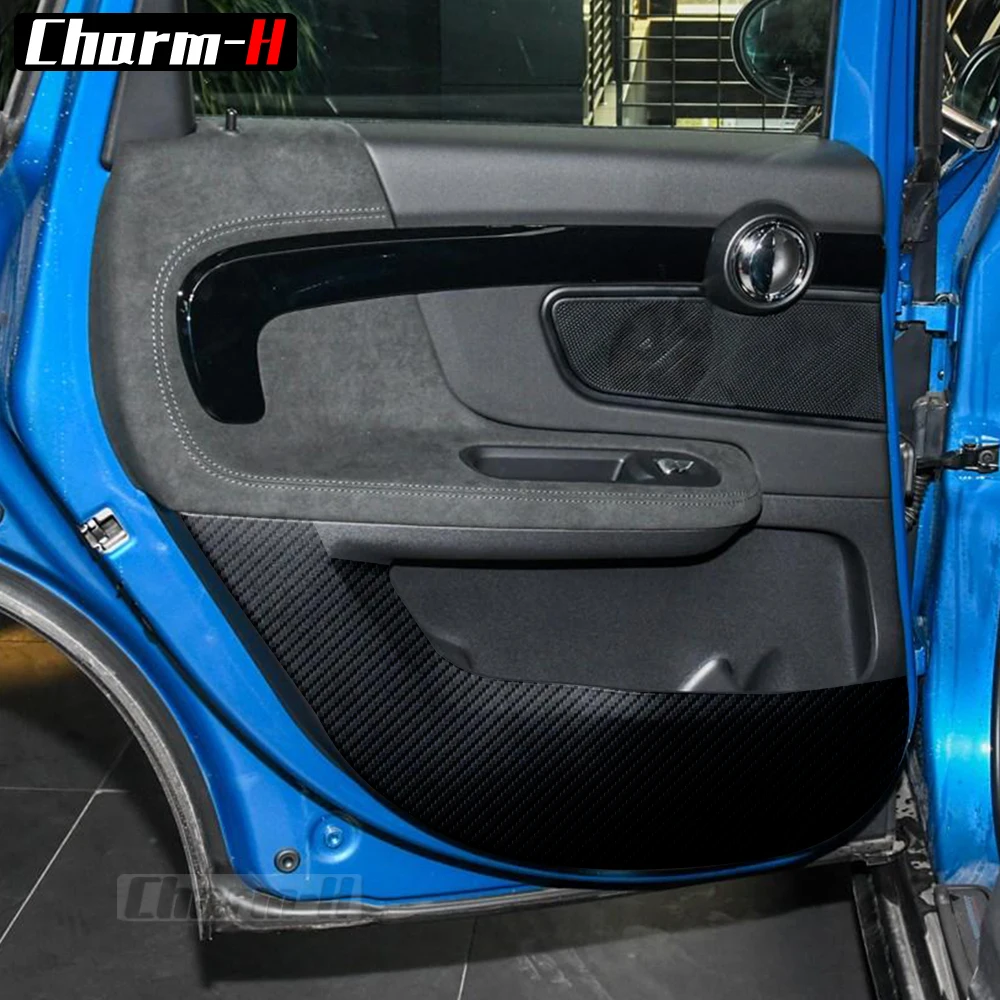 For MINI Countryman F60 5D Carbon Fibre Leather Door Anti kick Pad Protective Cover Door Protection Sticker 2017-