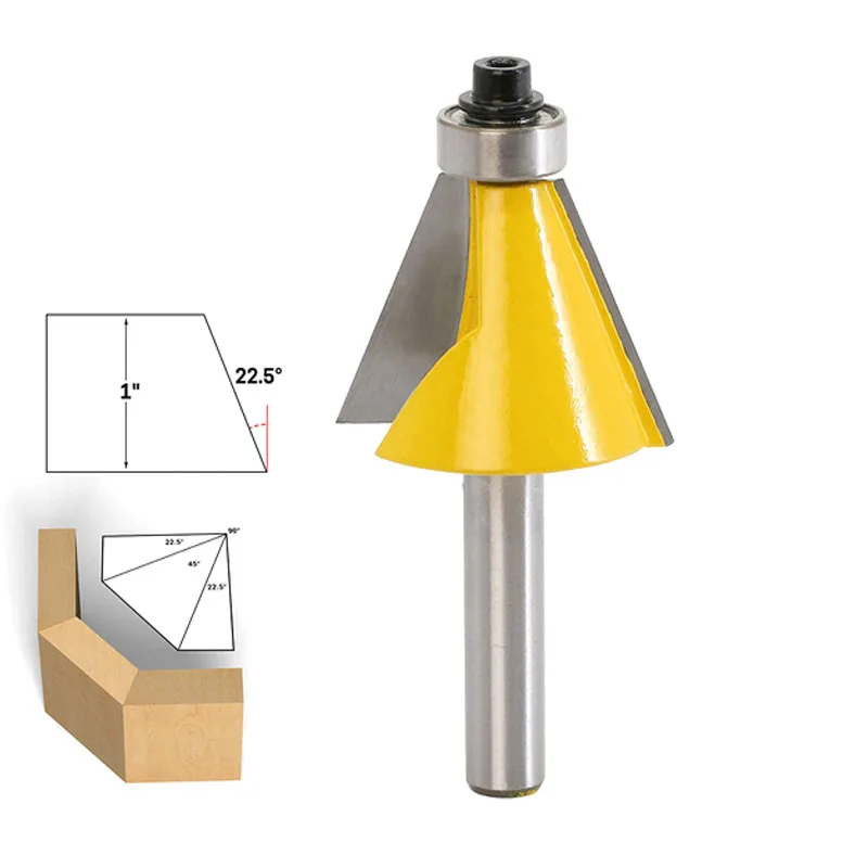 8mm Shank 22.5 Degree Chamfer Bevel Edging Router Bit Woodworking Cutter Woodworking Bits Tools