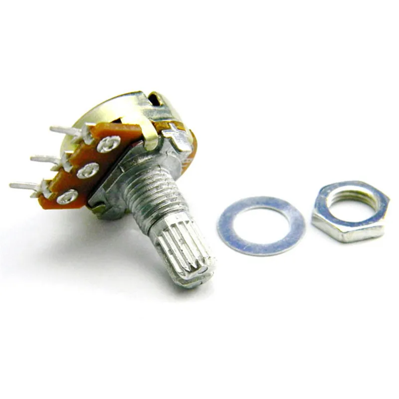 

1Pc B10K Ohm Linear Taper Rotary Potentiometer Panel Pot 15mm Shaft Nuts Washers P0.05