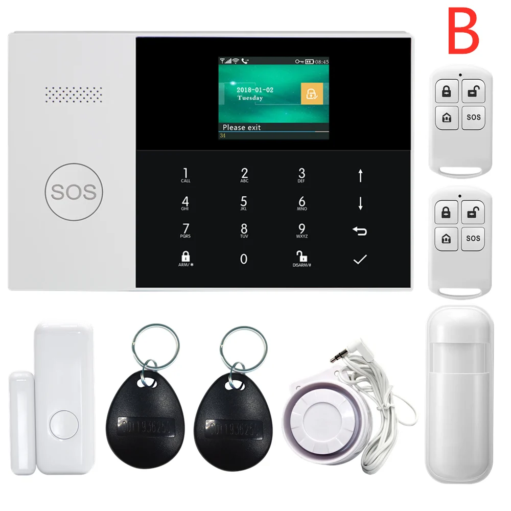 ring alarm wireless keypad 433MHZ IOS Android APP Remote Control LCD Touch Keyboard Wireless WIFI SIM GSM RFID Home Burglar Security Alarm System Sensor sos panic button Alarms & Sensors