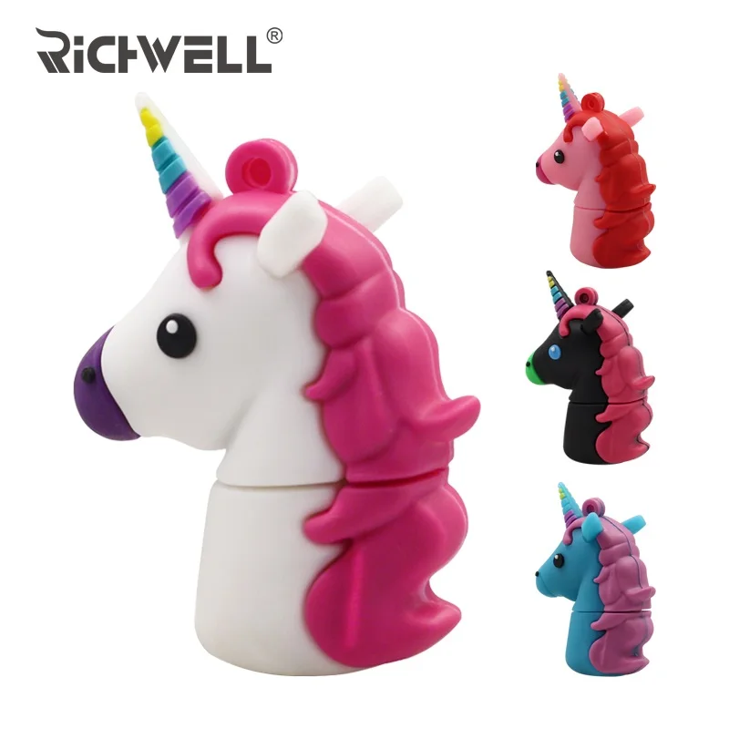 

New Style Cartoon Unicorn USB Flash Drives Real Capacity Horse Pen Drive 4GB 8GB 16GB 32GB 64GB Cute Bear Memory Stick Pendrive