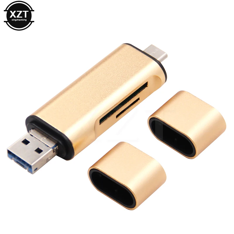 

NEW Portable Mini Design Charming 3 in 1 Card Reader USB Type C Micro USB to 2 Slot TF SD Card Reader Support Type C OTG Card