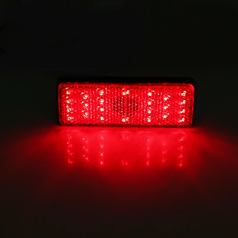 Treyues 1pc Motorcycle Truck ATV Red 24LED Rectangle Reflector Tail Brake Stop Light 2.4W 2.3A For Scooters ATVs Moped Bicycles