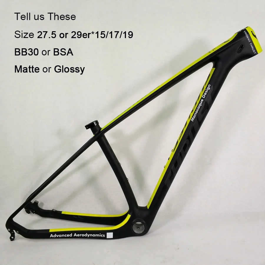 THHRUST углерода mtb рама 29er T1000 рама карбоновая для горного велосипеда 29er 27,5 руль для велосипеда, углеродный рама 15 17 19 дюймов 7 цветов - Цвет: yellow