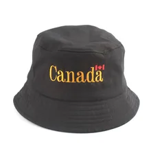 Канада вышивка черный ведро шляпы унисекс Повседневная летняя кепка для женщин и мужчин Панамка рыбака chapeu pescador