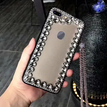 

XINGDUO phone case for OPPO R17 PRO R15X Luxury Bling red green gemstone transparent shell for OPPO R9 Plus R11S R11Plus