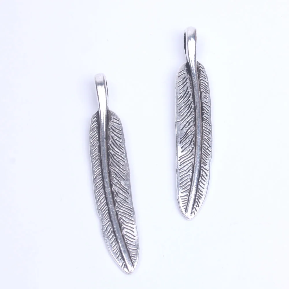 Buy 10pcs/lot Metal feathers charm for jewelry making