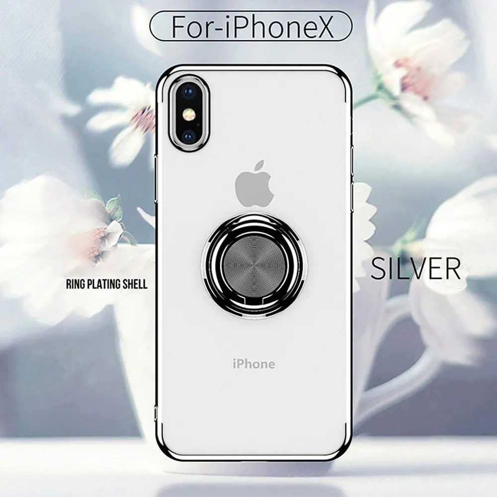 Ascromy For iPhone X Case 360 Ring Magnetic Transparent Protective Cover For iPhone XS Max XR 7 Plus 8 6 S 6S Luxury Accessories (9)