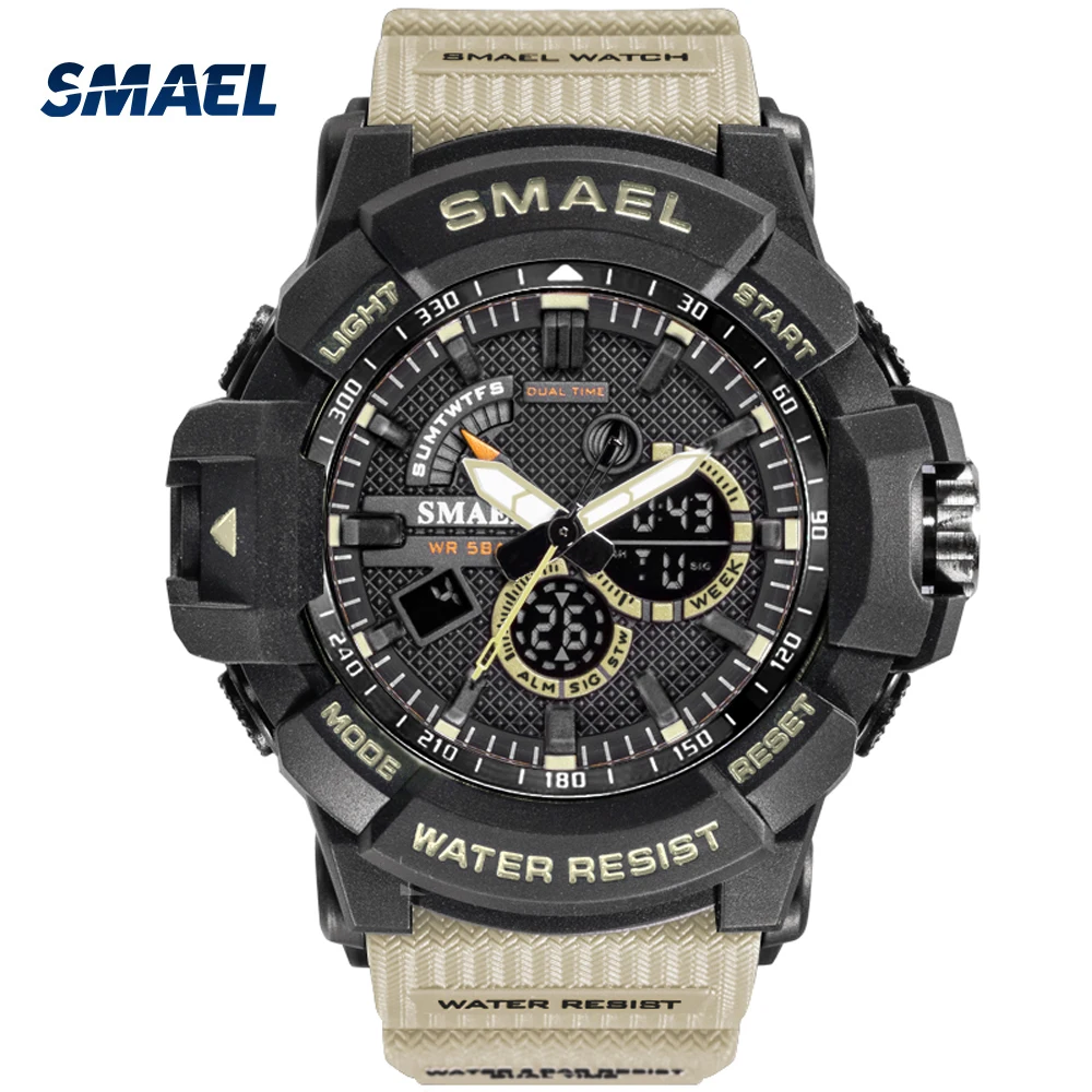 

SMAEL Waterproof Military Mens Watches Sports Digital Watch Men Analog Quartz LED Clock Male Wrist Watch Relogio Masculino