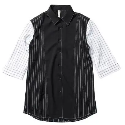 Новая рубашка с рукавом в семь точек в полоску, модная мужская одежда! Для мужчин рубашка из Большие размеры - Цвет: white