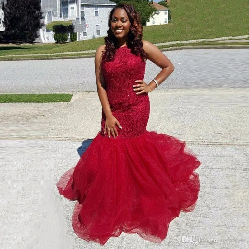 Sexy-Mermaid-Prom-Evening-Dresses-2017-Red-Lace-Ruffles-Tulle-Sleeveless-Cheap-Evening-Party-Gown-Plus