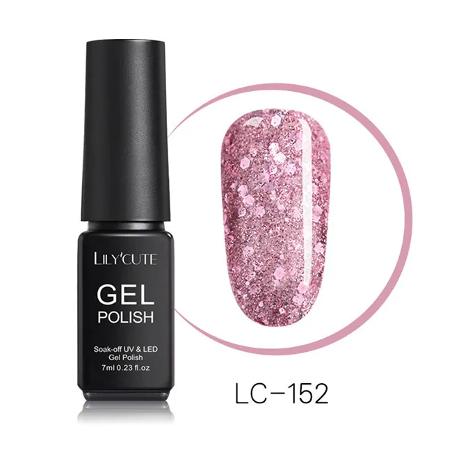 LC-152 LILYCUTE 7ml Nude Glitter Gel Nail Polish Shimmer Pink Purple Soak Off UV LED Gel Polish Varnish Nail Art Lacquer - Цвет: LC-152