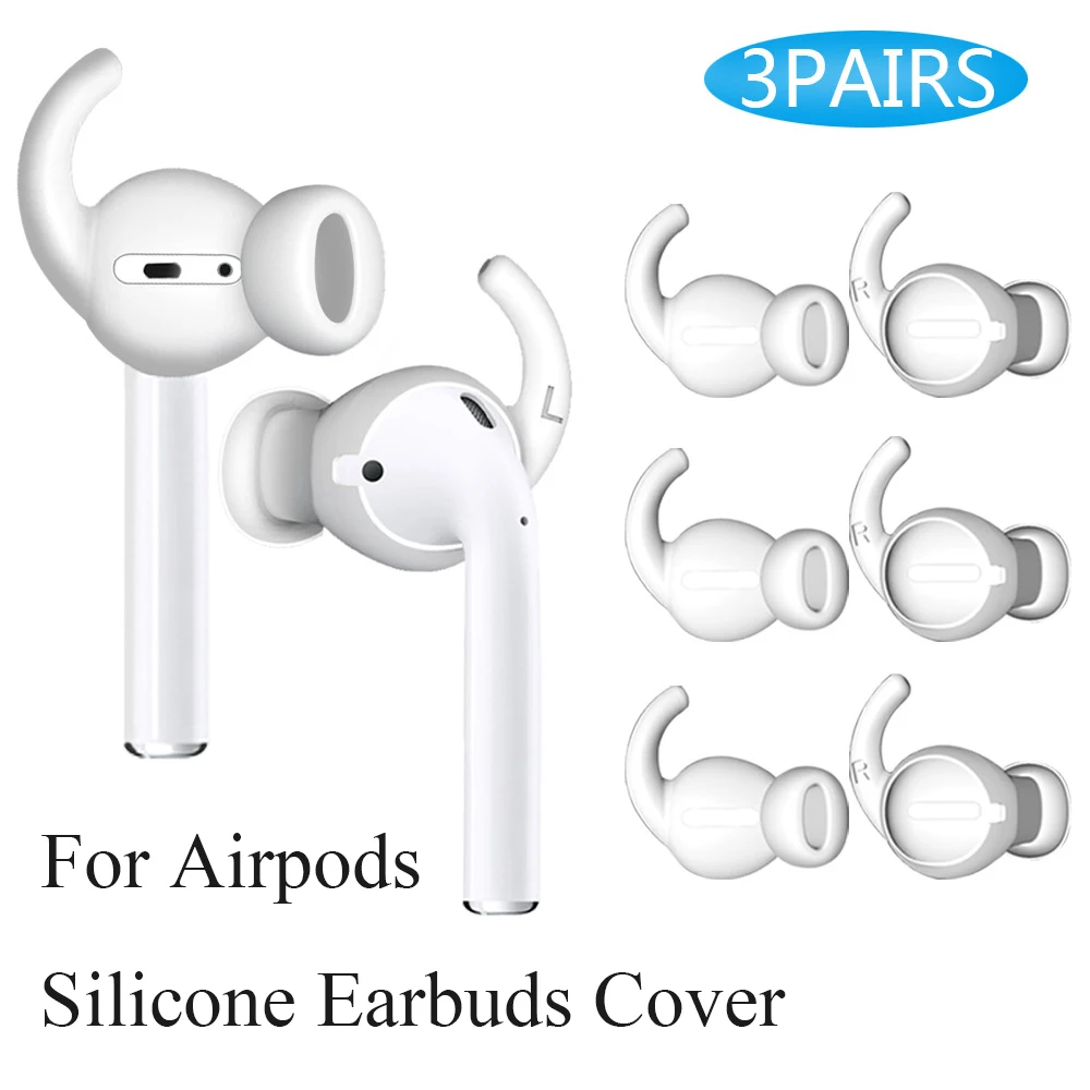 

New 3 Pairs S/M/L Soft Silicone Earbuds Cover + Eartips Hook Shockproof Earphone Pouch Protective Sleeve for Apple Airpods 2