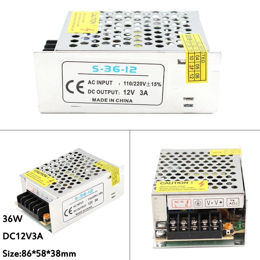 AC-DC 110 V-220 V 12 V Питание 12 V 1A 2A 3A 5A 6A 8A 10A 15A 20A 30A импульсный трансформатор 220V 110V 500W 100W 150W 120W 360w