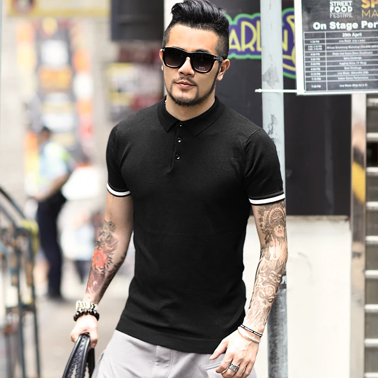 2017 New men summer England preppy style polo men solid