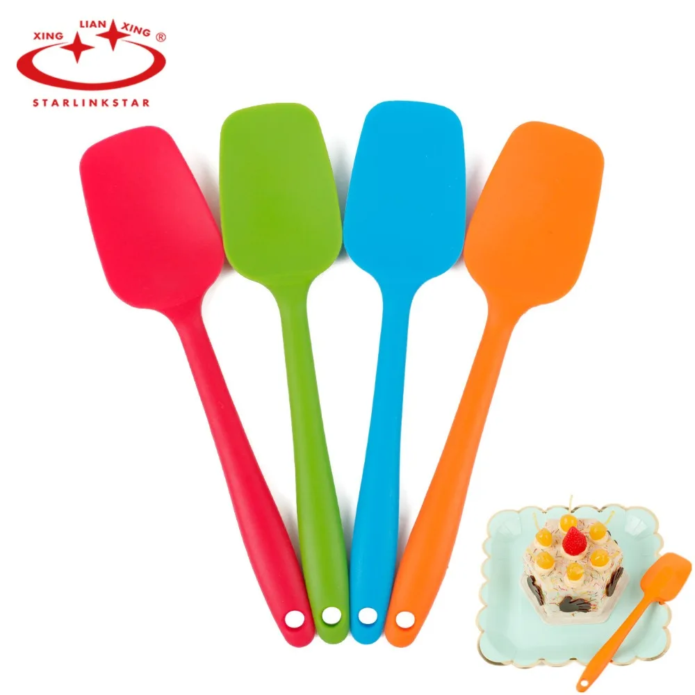 

STARLINKSTAR 1Pcs 4 Colors Handle Silicone Scraper with Scraper Function Mixing Scraper Kitchen Cake Dessert Baking Tool