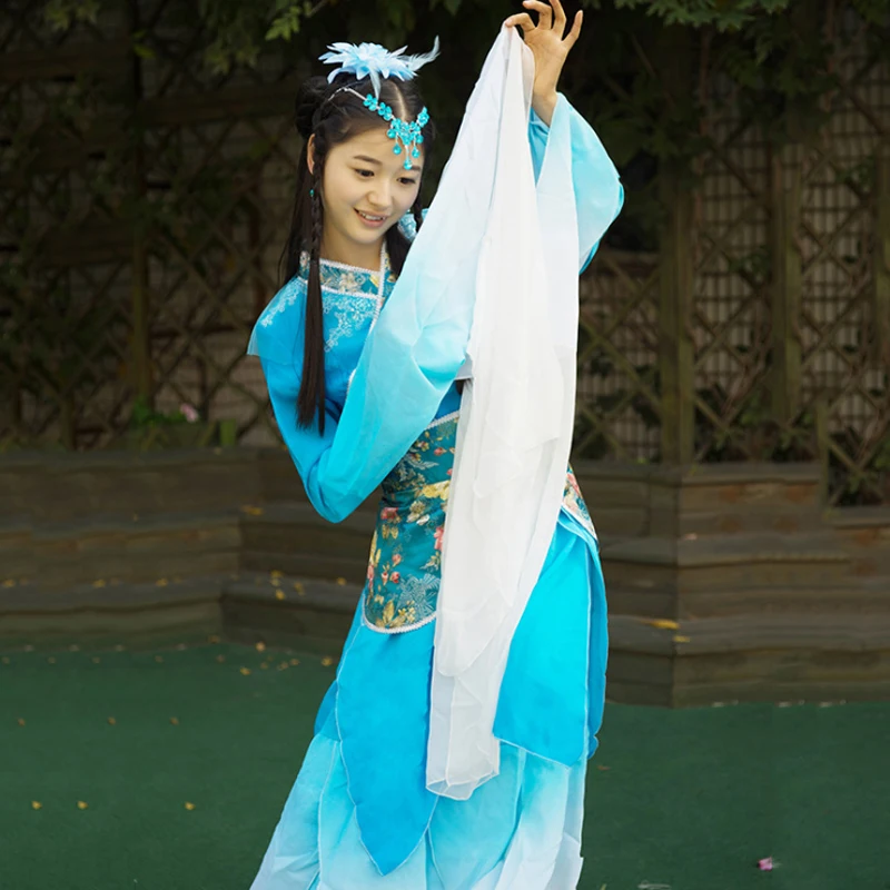 Красное китайское платье в народном стиле, длинный рукав для танцев, одежда для фотосессии, платье принцессы для косплея, один размер 081703