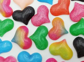 

23x30mm glitter Resin Heart Decoration Crafts Kawaii Bead Flatback Cabochon Fridge Magnet Scrapbook DIY Accessories Buttons
